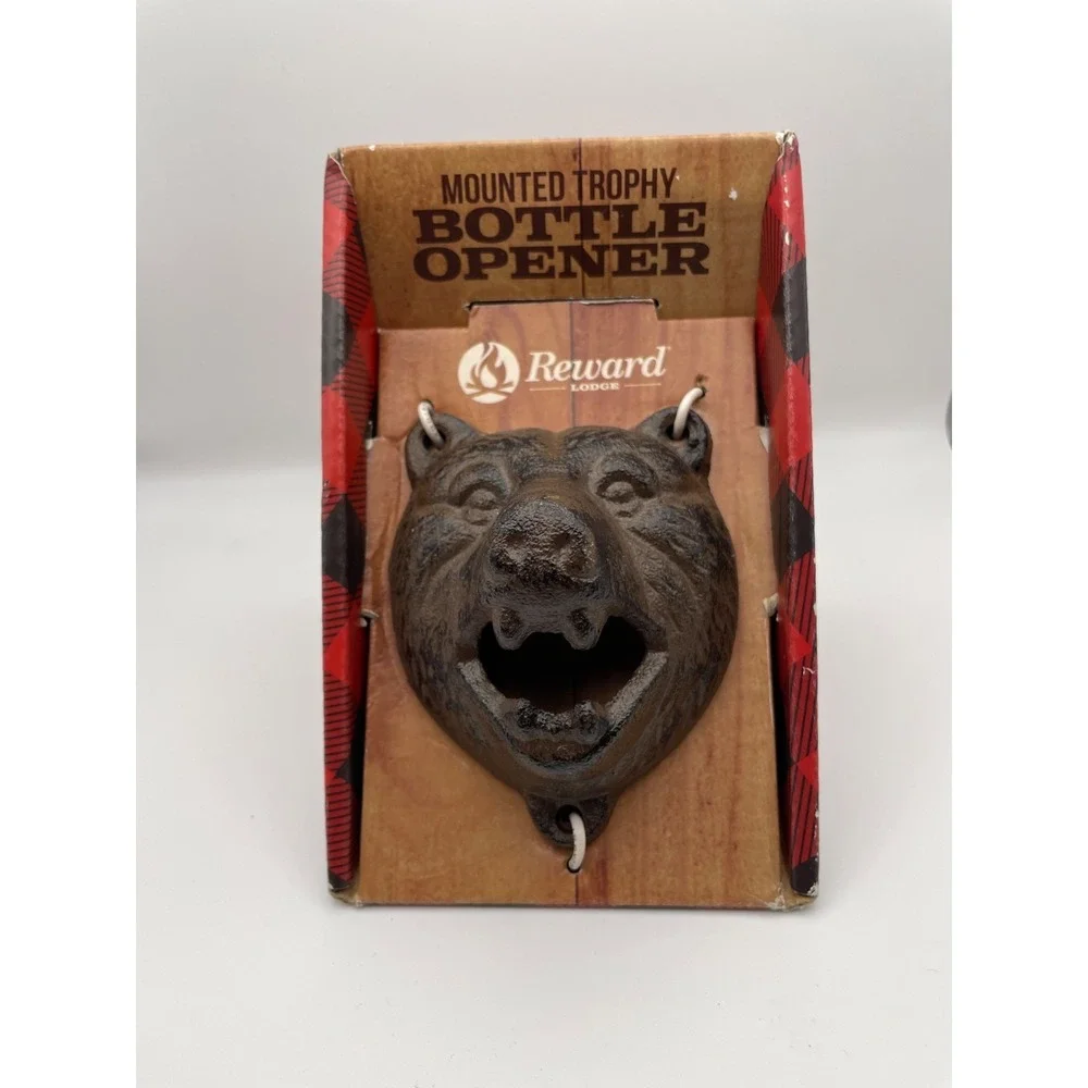 Reward Lodge Mounted Trophy Cast‎ Iron Bear Bottle Opener NEW